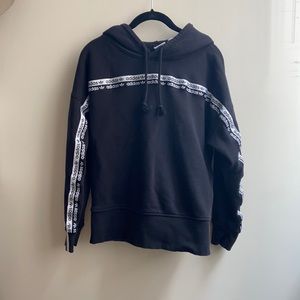 Adidas Originals Black Trefoil Logo Tape drop shoulder hoodie